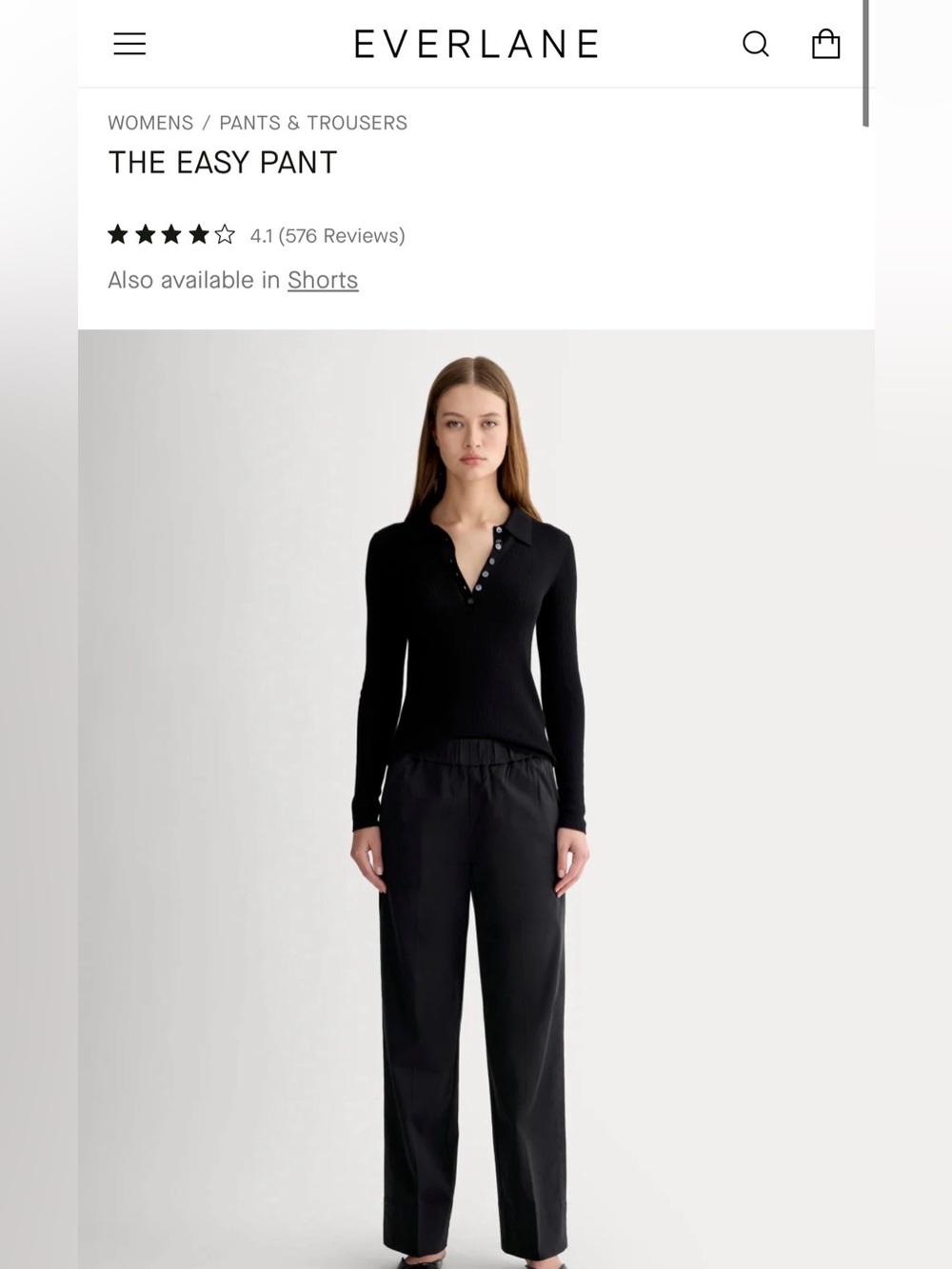 Everlane The Easy Pant in Cream with Black Top Styling